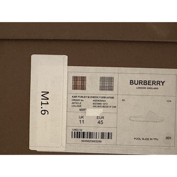Burberry Vintage Check Archive Beige Slide Sandals 12 US (45 Euro) 8023965 NIB - Picture 10 of 10